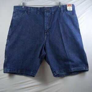 Wrangler Mens 44W Carpenter Relaxed Fit Blue Denim Shorts 10" Inseam Baggy NWT